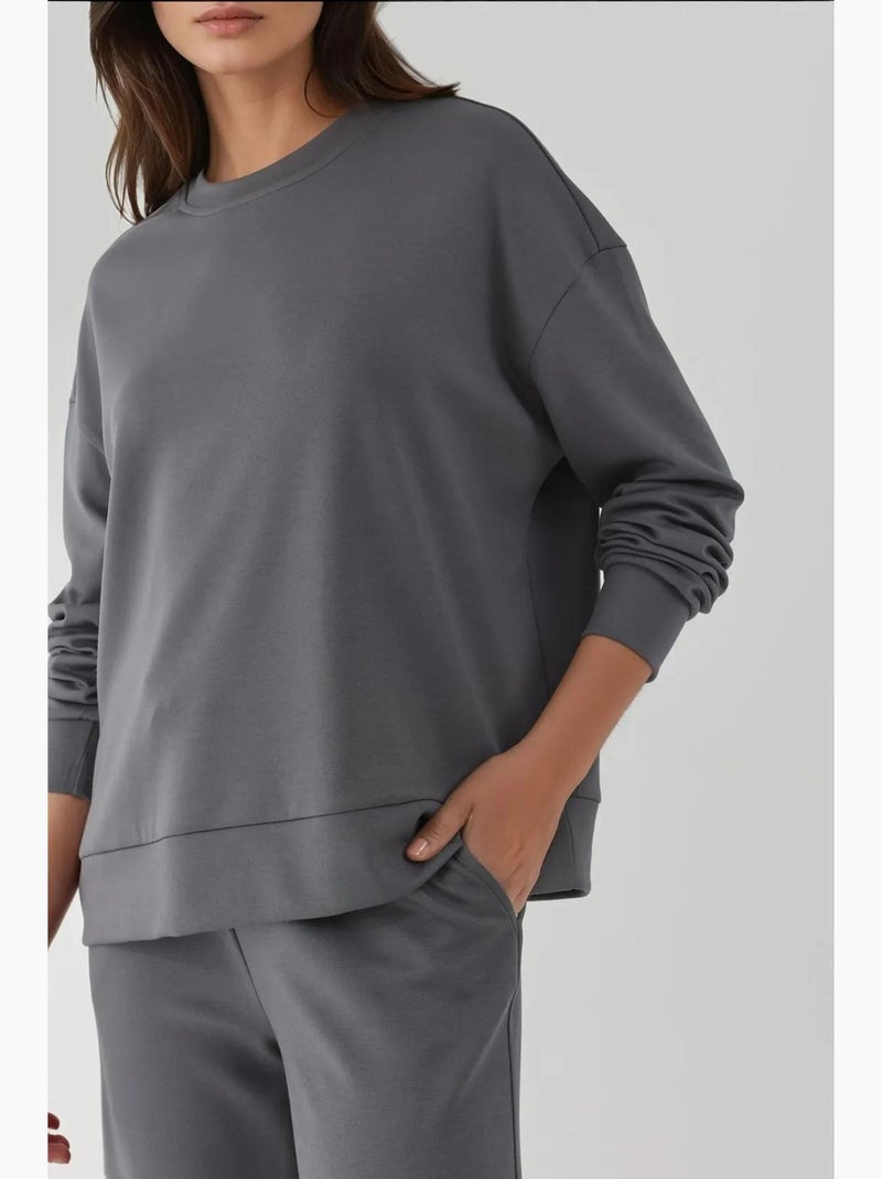 Sweatshirt básica modal touch hiccup Cinza-preto - Kiabi