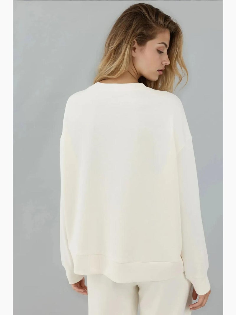 Sweatshirt básica modal touch hiccup Marfim - Kiabi