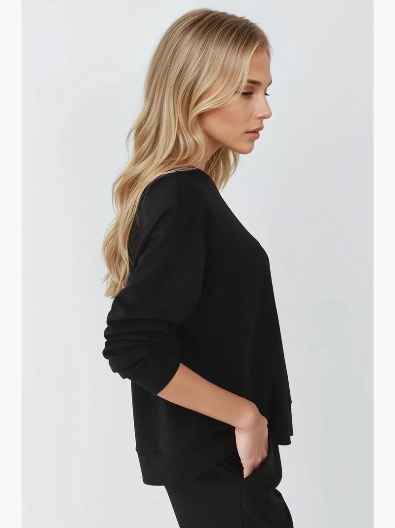 Sweatshirt básica modal touch hiccup Preto - Kiabi