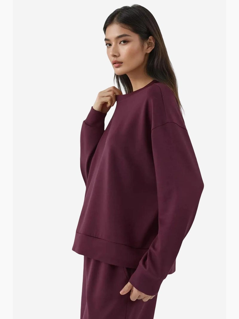 Sweatshirt básica modal touch hiccup Vermelho bordô - Kiabi