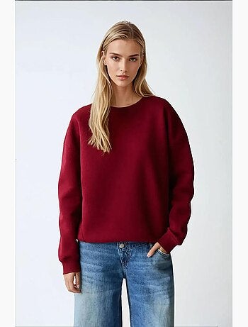 Sweatshirt básica oversized com gola redonda hiccup