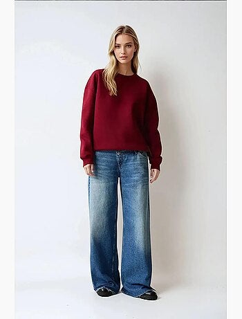 Sweatshirt básica oversized com gola redonda hiccup
