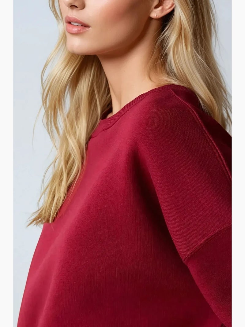 Sweatshirt básica oversized com gola redonda hiccup Vermelho - Kiabi