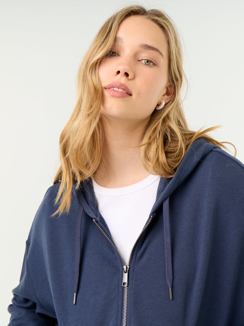 Sweatshirt básico em moletão leve Azul - Kiabi