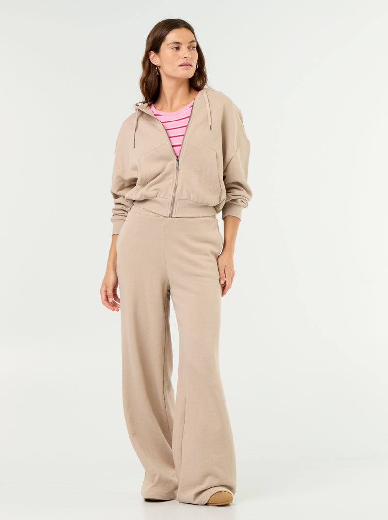 Sweatshirt básico em moletão leve Bege - Kiabi