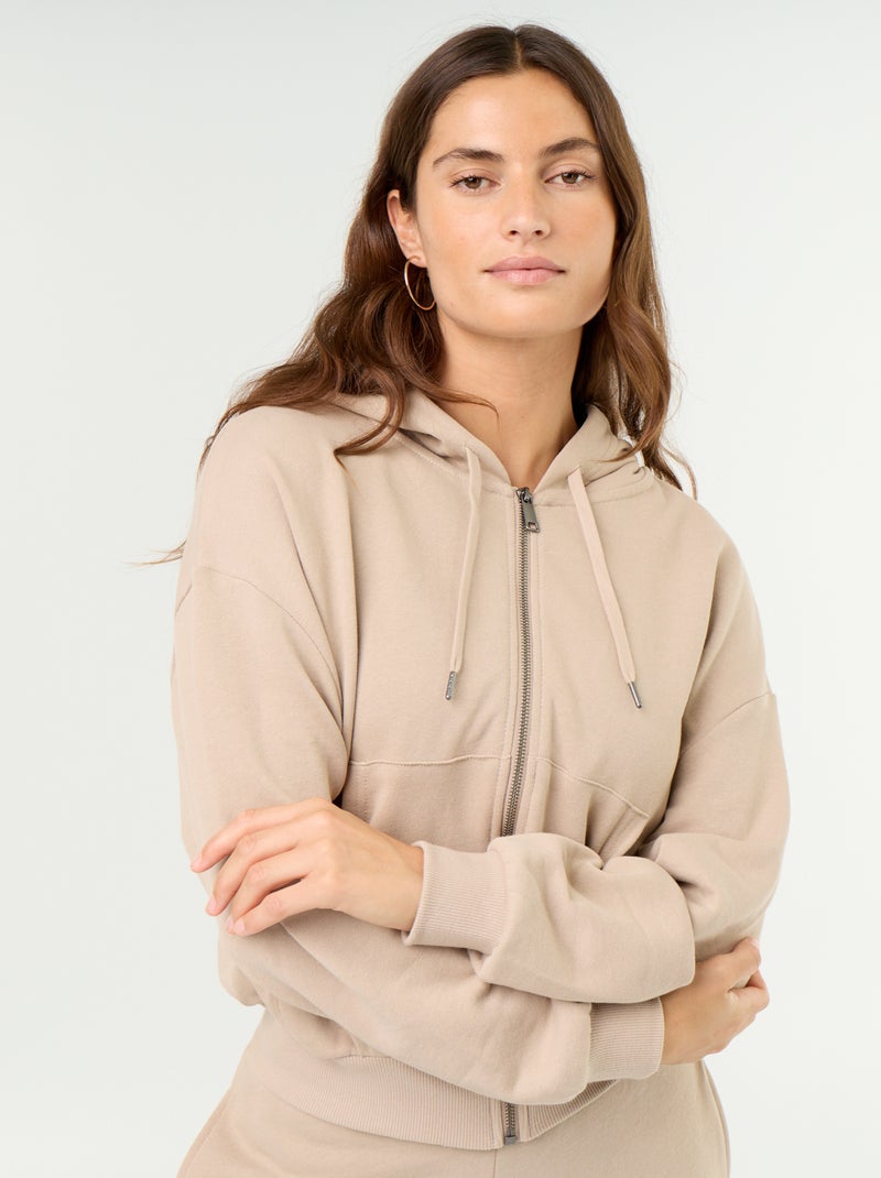 Sweatshirt básico em moletão leve Bege - Kiabi