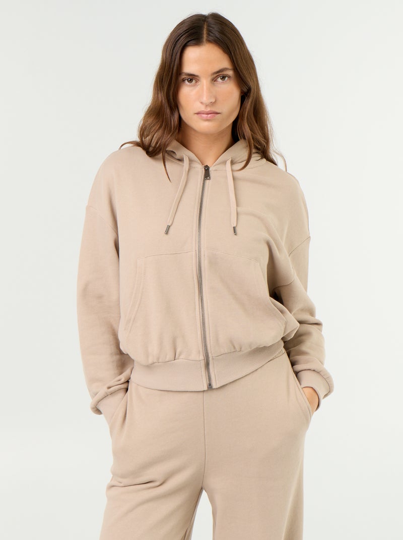 Sweatshirt básico em moletão leve Bege - Kiabi