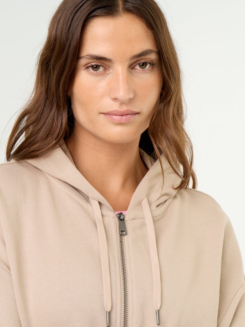 Sweatshirt básico em moletão leve Bege - Kiabi