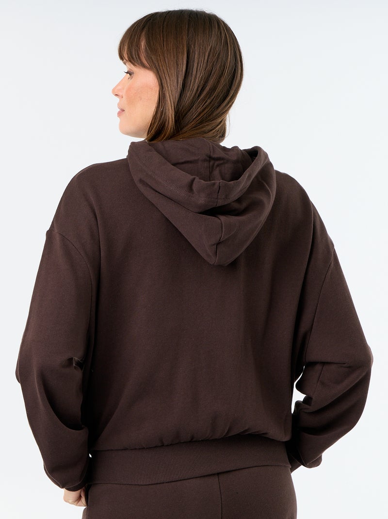 Sweatshirt básico em moletão leve Castanho - Kiabi