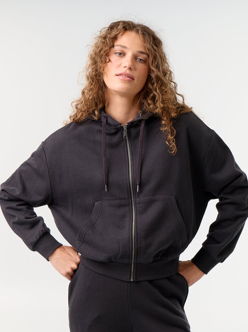 Sweatshirt básico em moletão leve Preto - Kiabi