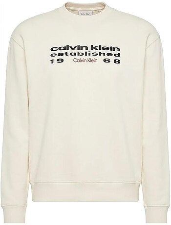 Sweatshirt bege masculina calvin klein jeans terry stckd