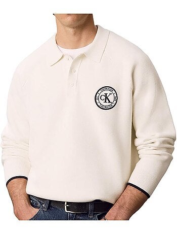 Sweatshirt bege masculino calvin klein jeans varsity