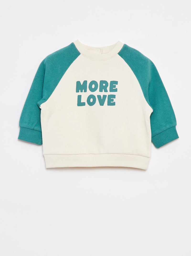 Sweatshirt bicolor com mensagem Branco - Kiabi