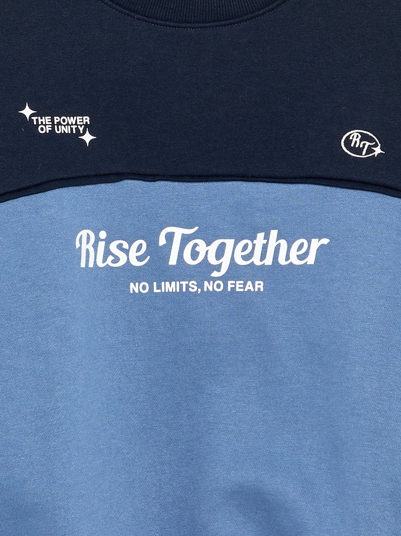 Sweatshirt bicolor de manga comprida Azul - Kiabi