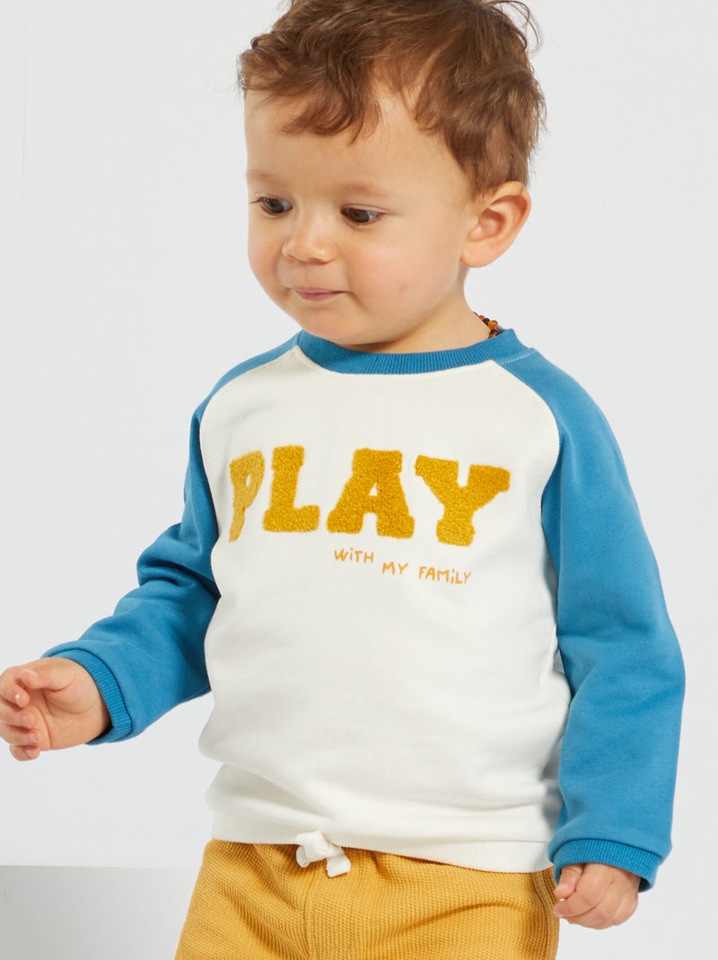 Sweatshirt bicolor em moletão BRANCO - Kiabi