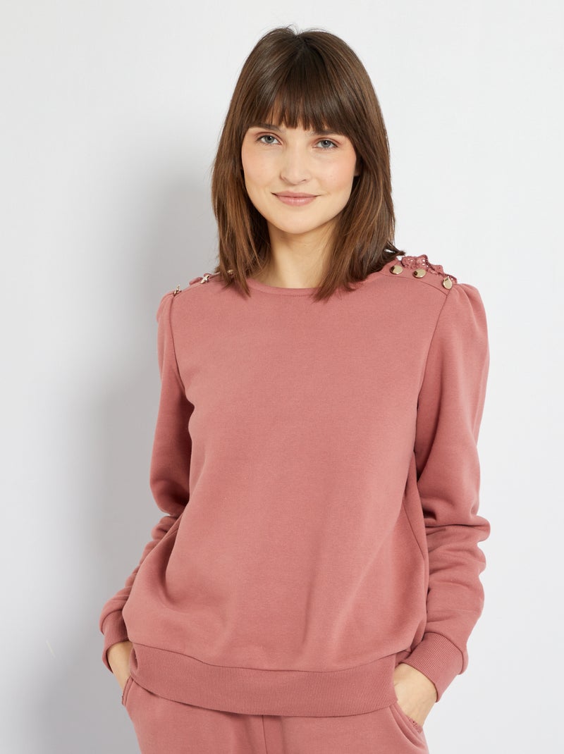 Sweatshirt bordada com botões ROSA - Kiabi
