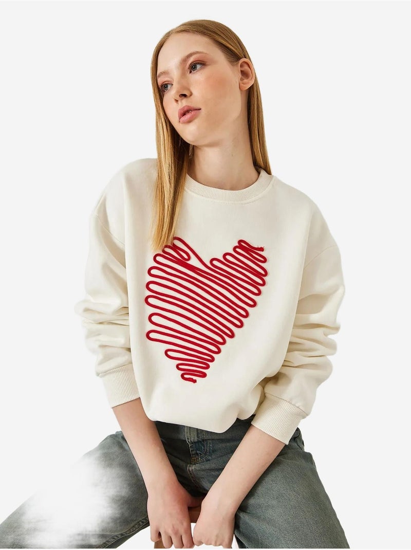 Sweatshirt bordada com coração lucci Branco - Kiabi