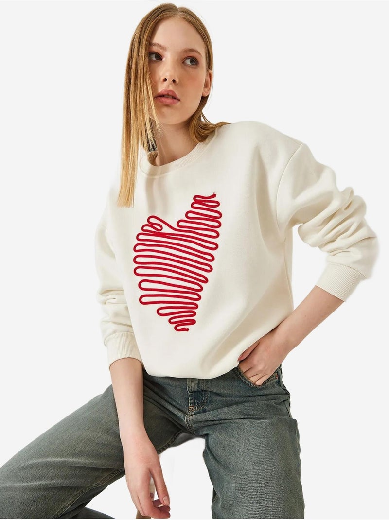 Sweatshirt bordada com coração lucci Branco - Kiabi