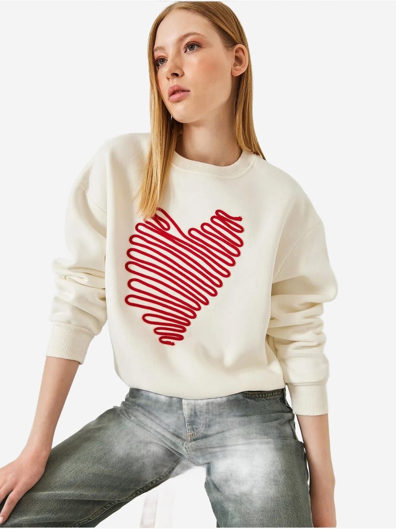Sweatshirt bordada com coração lucci Branco - Kiabi