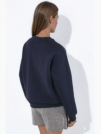 Sweatshirt bordada com decote redondo hiccup