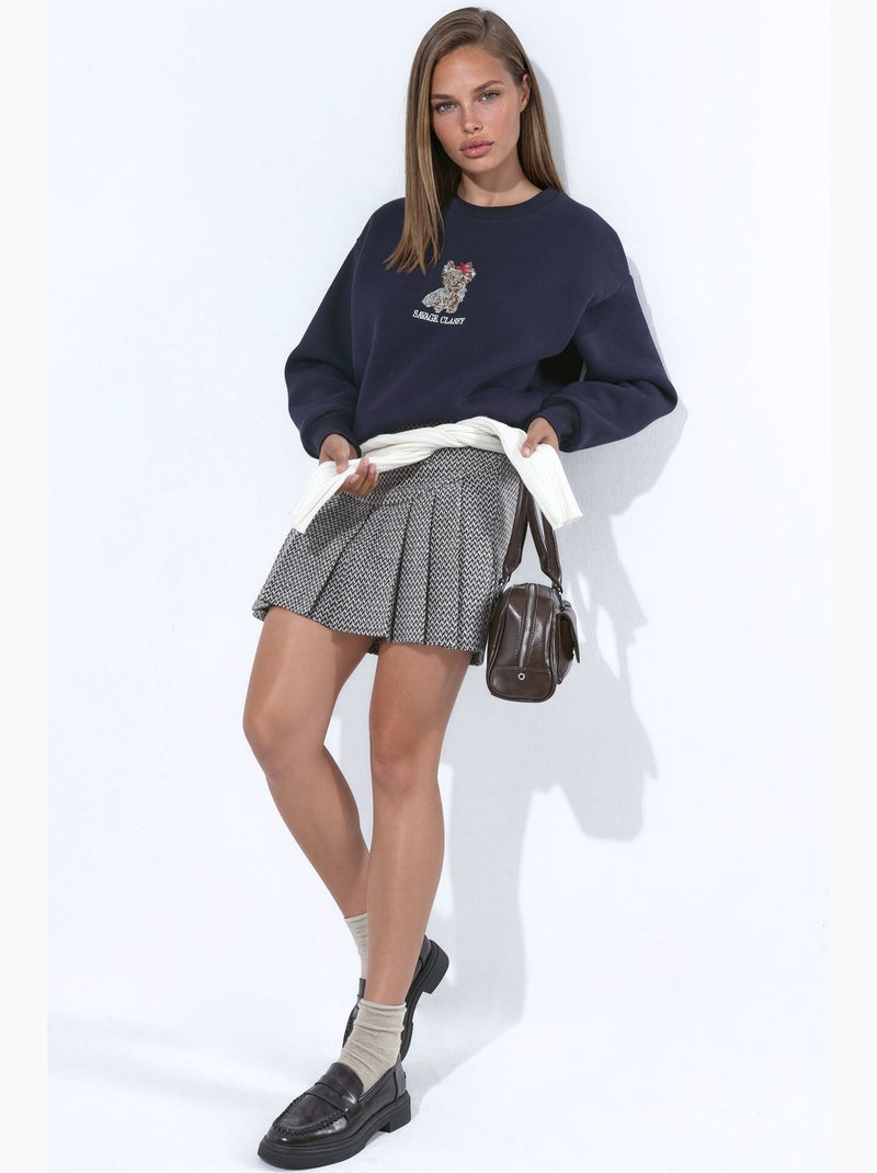 Sweatshirt bordada com decote redondo hiccup Azul-marinho - Kiabi