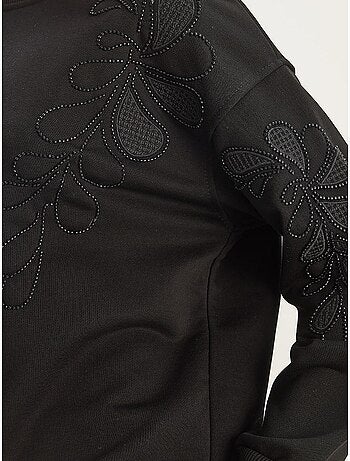 Sweatshirt bordada com gola redonda e manga comprida lucci