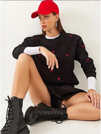Sweatshirt bordada de gola redonda e corte relaxed lucci