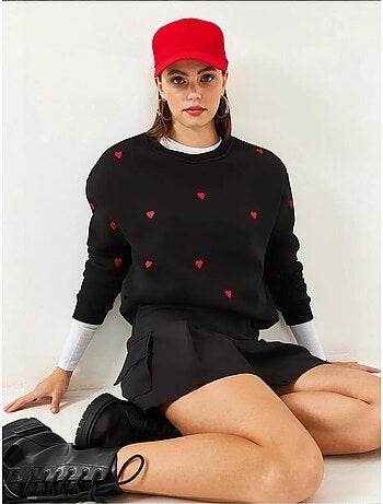 Sweatshirt bordada de gola redonda e corte relaxed lucci