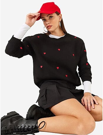 Sweatshirt bordada de gola redonda e corte relaxed lucci