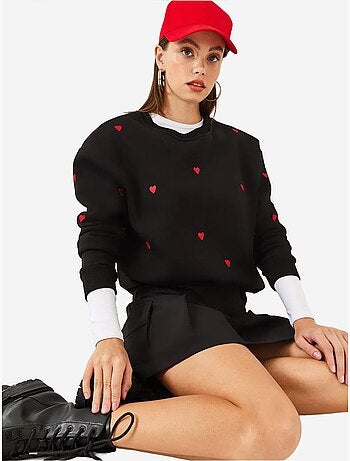 Sweatshirt bordada de gola redonda e corte relaxed lucci