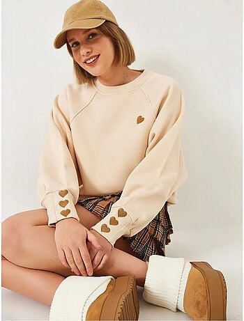 Sweatshirt bordada de gola redonda e manga comprida lucci