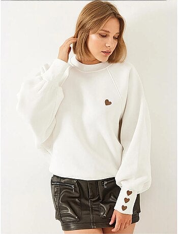 Sweatshirt bordada de gola redonda e manga comprida lucci