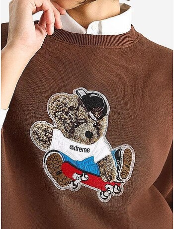 Sweatshirt bordada de gola redonda e manga comprida lucci