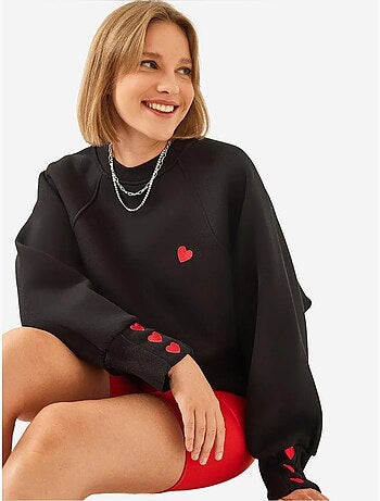 Sweatshirt bordada de gola redonda e manga comprida lucci