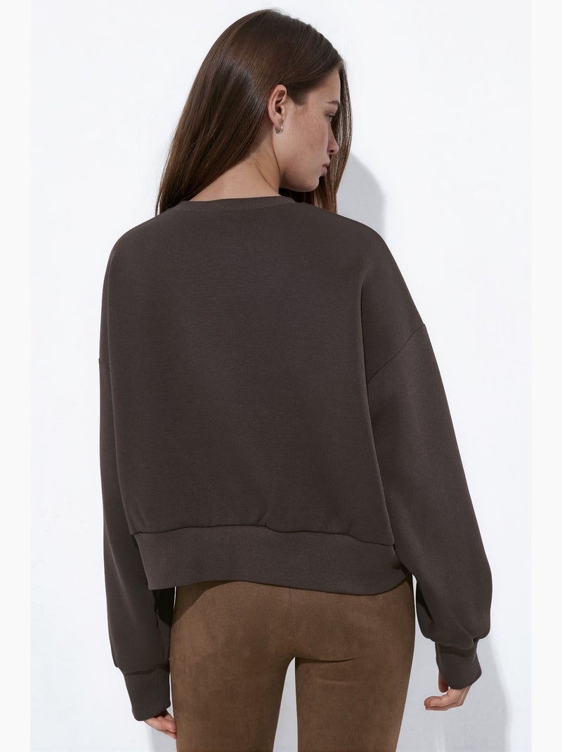 Sweatshirt bordado de corte folgado hiccup Castanho-chocolate - Kiabi