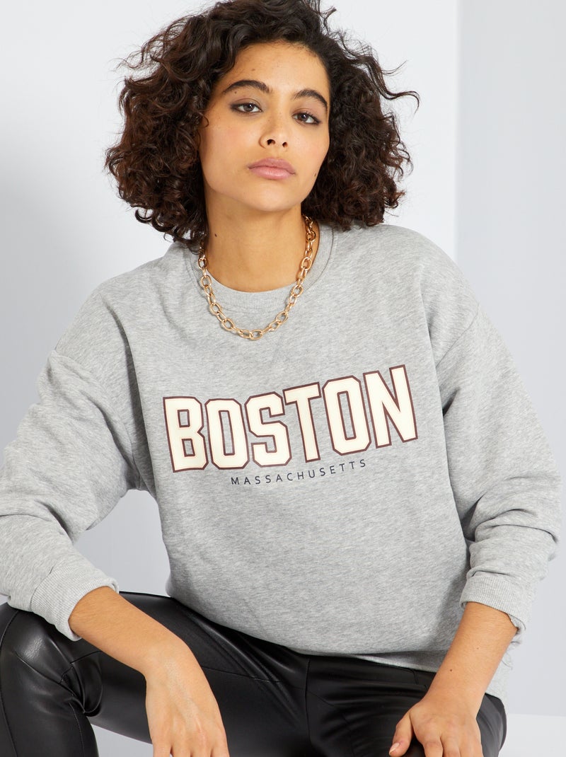 Sweatshirt 'Boston' em moletão CINZA - Kiabi