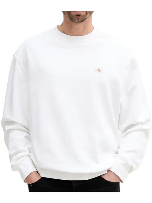 Sweatshirt branco de homem calvin klein jeans com emblema terry - Kiabi Sweatshirt branco de homem calvin klein jeans com emblema terry - Kiabi