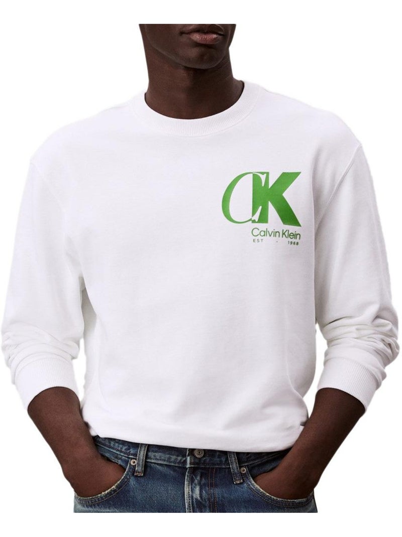 Sweatshirt Branco Masculino Calvin Klein Jeans Terry Branco - Kiabi