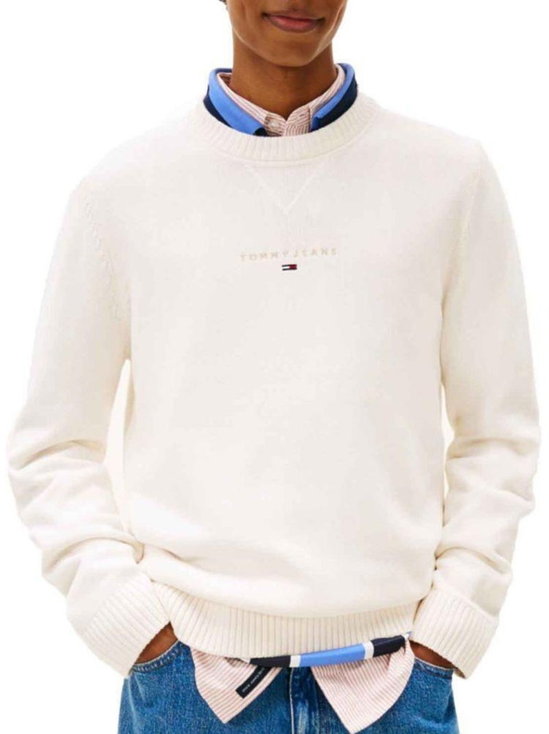 Sweatshirt Branco Tommy Hilfiger Linears para Homem Branco - Kiabi