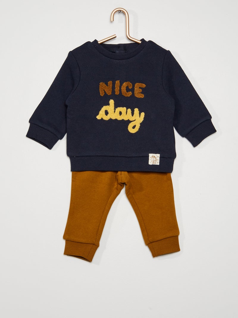 Sweatshirt + Calças de desporto em moletão AZUL - Kiabi