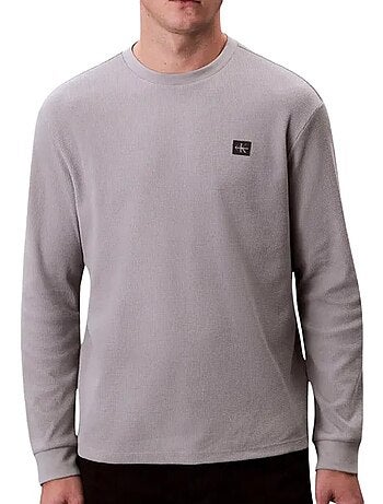 Sweatshirt calvin klein jeans cinzento para homem com emblema waffle