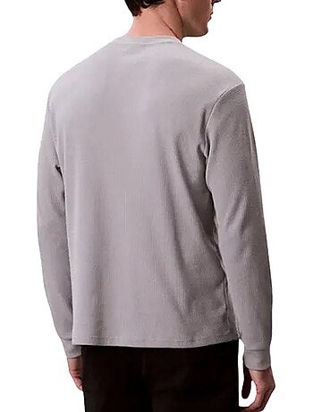Sweatshirt calvin klein jeans cinzento para homem com emblema waffle