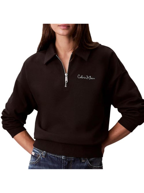 Sweatshirt Calvin Klein Jeans French Terry Preto para Mulher - Kiabi Sweatshirt Calvin Klein Jeans French Terry Preto para Mulher - Kiabi
