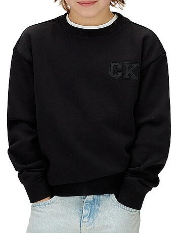 Sweatshirt calvin klein jeans relaxed crewneck preto para rapaz