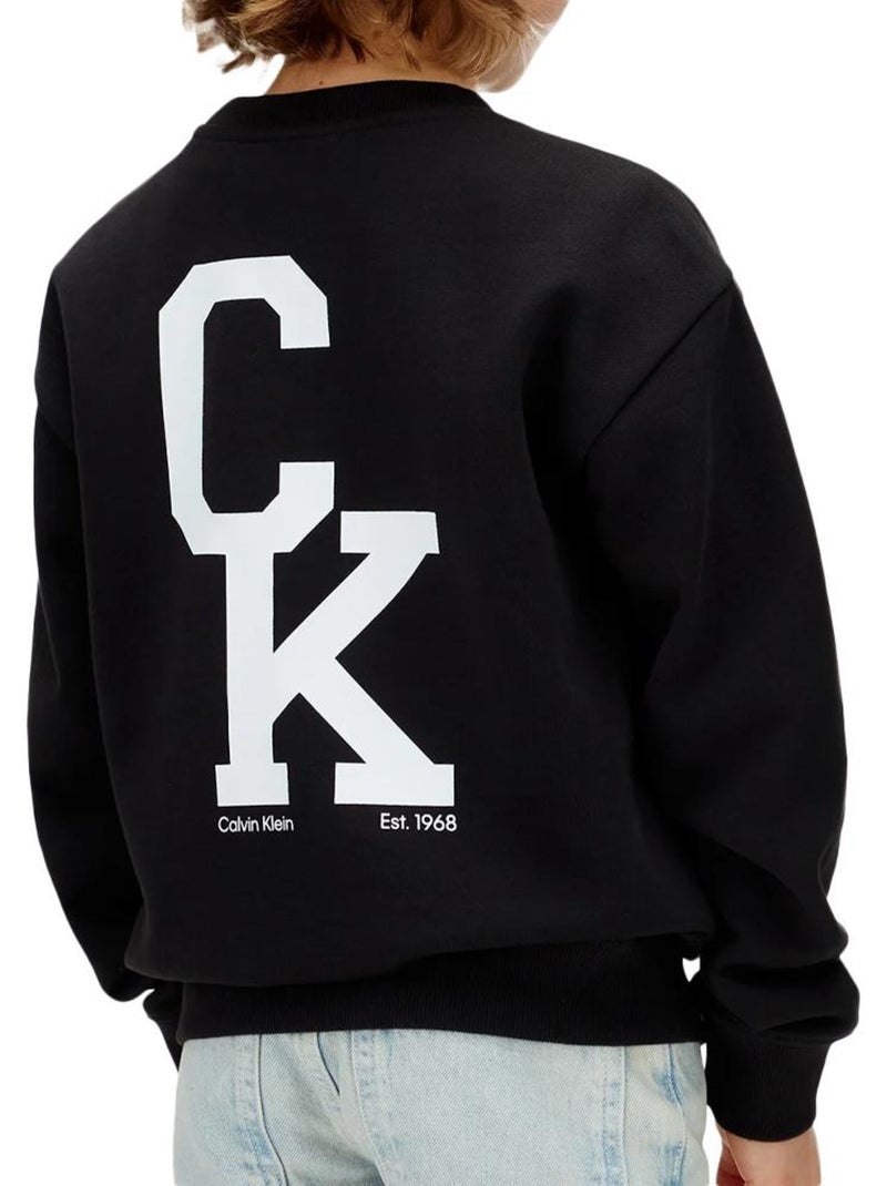 Sweatshirt calvin klein jeans relaxed crewneck preto para rapaz Preto - Kiabi