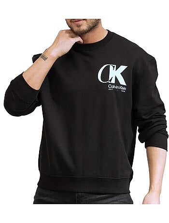 Sweatshirt calvin klein jeans terry preto para homem