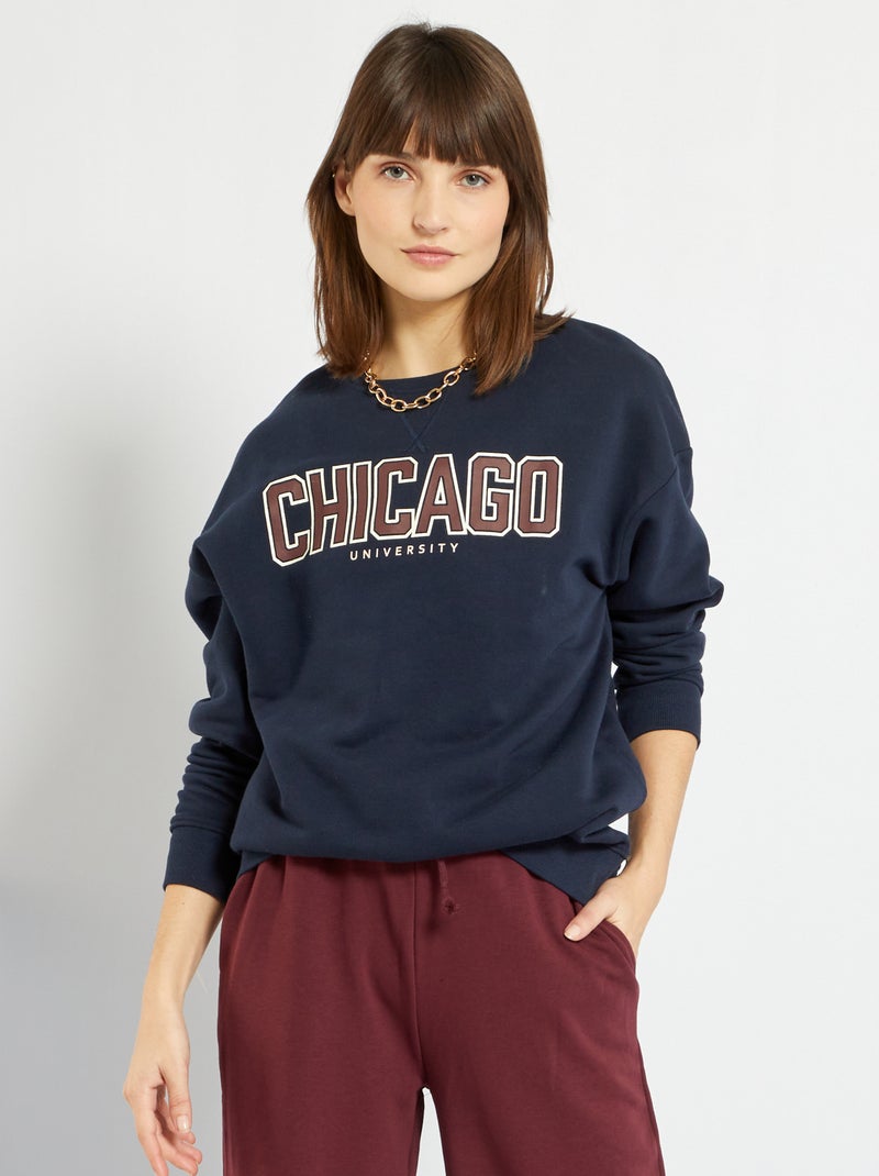 Sweatshirt 'Chicago' em moletão AZUL - Kiabi