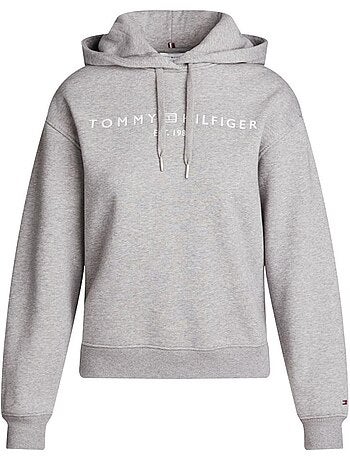 Sweatshirt Cinzento Feminino Tommy Hilfiger Moderno