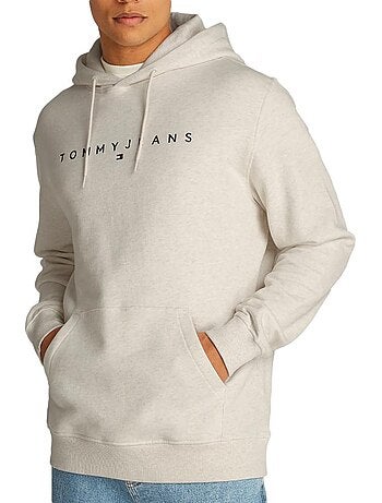 Sweatshirt cinzento linear logo tommy hilfiger para homem