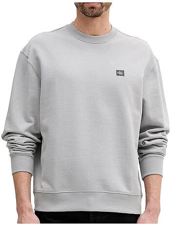 Sweatshirt Branco de Homem Calvin Klein Jeans com Emblema Terry